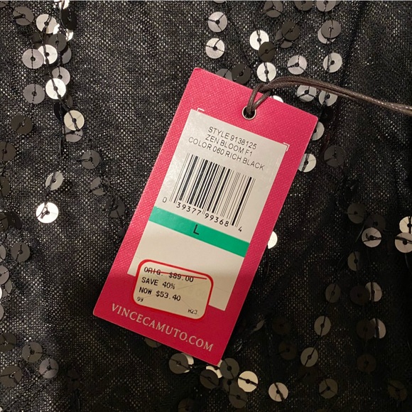 NWT Vince Camuto Sequin Party Top Size L - Picture 3 of 3